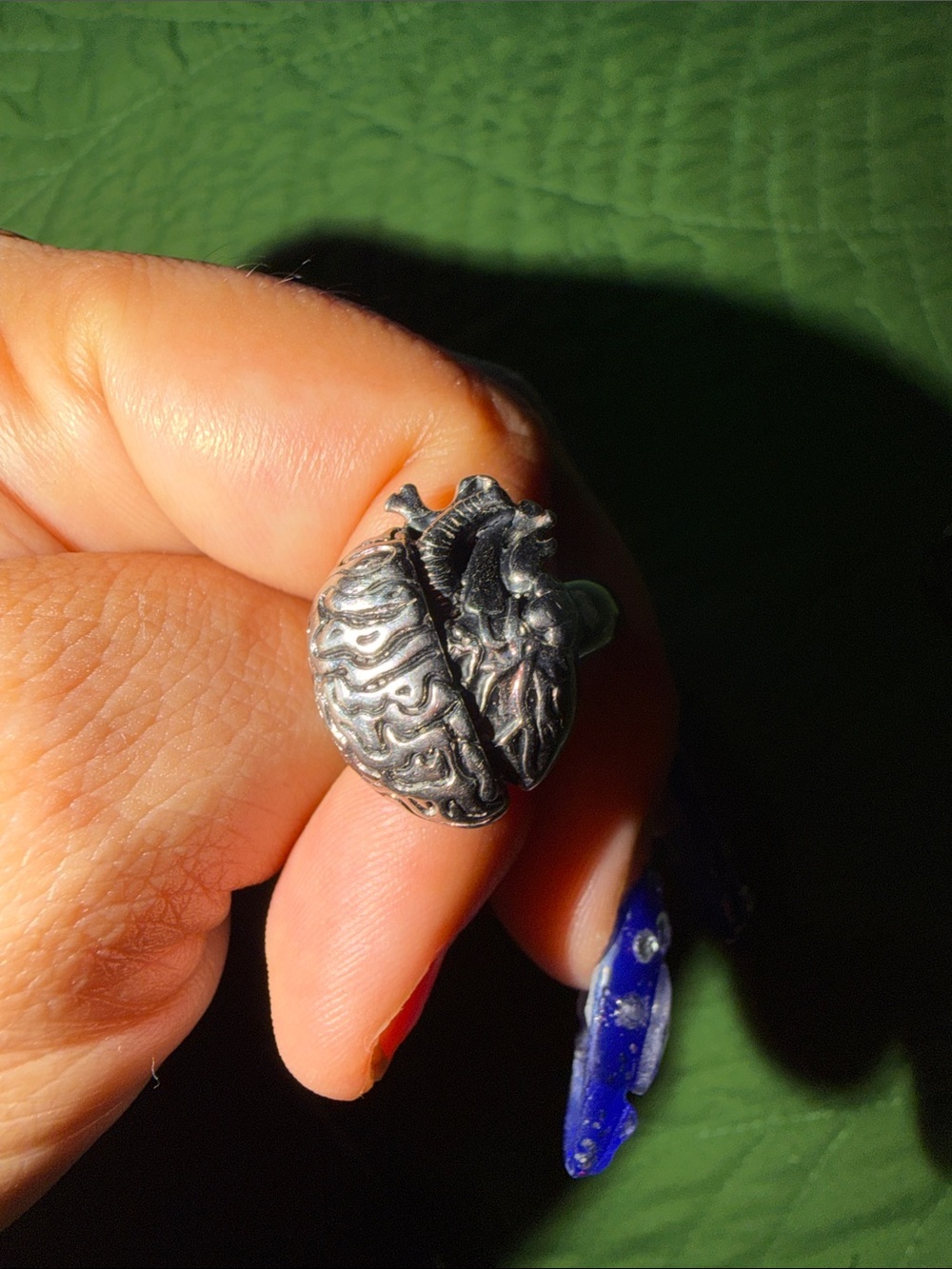Sterling Silver Anatomical Heart & Brain Statement Ring - Silver - Picture 5 of 5